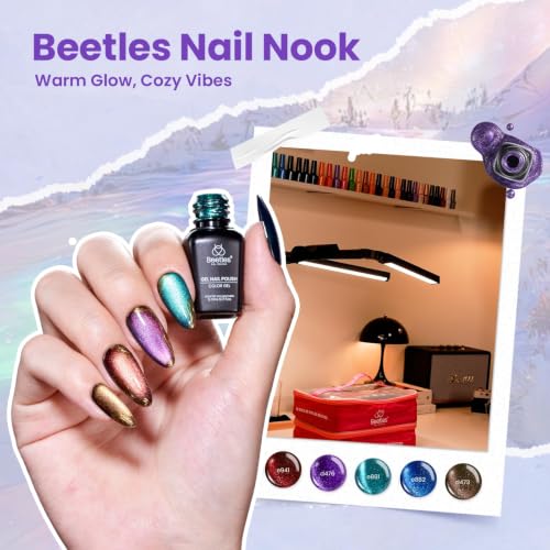 Image of Beetles Gel Nail Polish Set, 119 PCS 100 Colors Gel Polish Kit with Base, Glossy Matte Glitter Top Coat, Nook Pearl Cat Eye White Red Pink Nude Colors, Soak Off UV LED Home Manicure Gift for Women