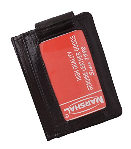 Marshal Genuine Eel Skin Leather Money Clip Front Pocket Wallet with Magnet Clip and Card ID Case2