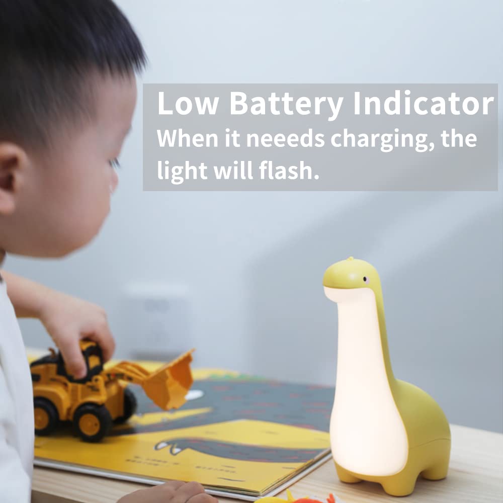 Bonita luz nocturna de dinosaurio, brillo ajustable, lámpara de noche para bebé, recarga USB, decoración de habitación de bebé, luz nocturna para niños, regalos de dinosaurio para cumpleaños,