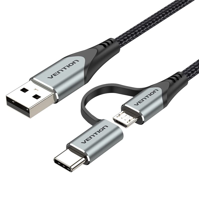VENTION 2-in-1 Type-C & Micro USB Cable, 3A Fast Charging Mobile Cable with 480 Mbps Data Sync, USB 2.0 Type C Charging Cable Braided 3ft/1m Compatible with Samsung Galaxy, Xiaomi, Vivo, Google Pixel, Sony Xperia and More (B0C5MW5DWQ) Amazon Price History, Amazon Price Tracker