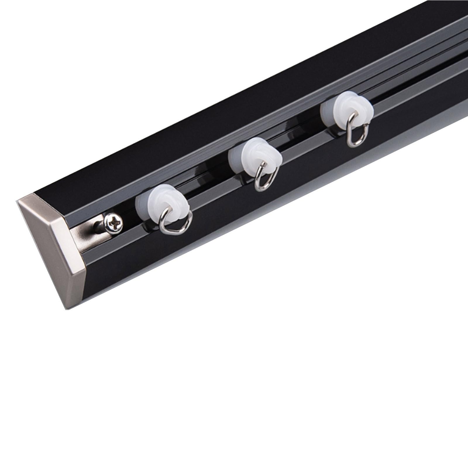 Rail de Rideau, Montage Plafond, Rail Rideaux avec Rouleaux Silencieux, Tringle à Rideaux pour Salon Douche(Black,180cm/5.9ft(2 * 90cm))