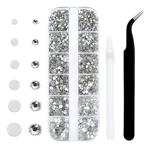 4240Pcs Flatback Clear Rhinestones Glass Crystal Diamonds For Nail Art Crafts Tumblers Glitter Round With Tweezers And Picking Pen (Ss6~Ss20 Set)…… #TOP9