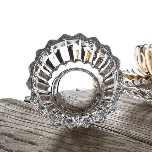 Copa de vidrio con rayas en relieve y plato de alta transparencia 6