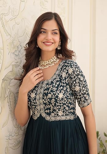 Image of Fashion Basket Georgette Embroidered Anarkali Gown for Women