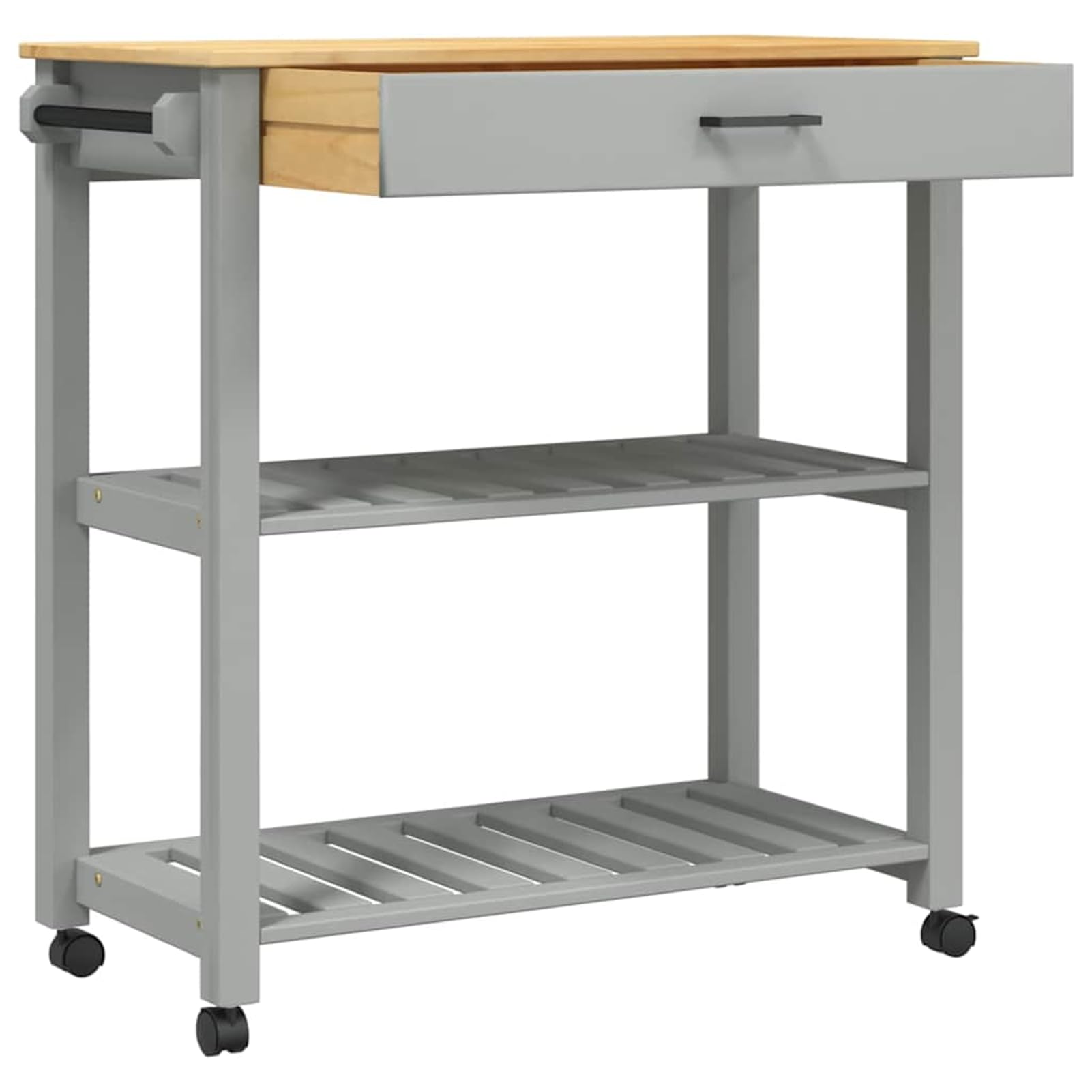 Carrello da Cucina Monza 84x40x88,5 cm in Legno Massello di Pino