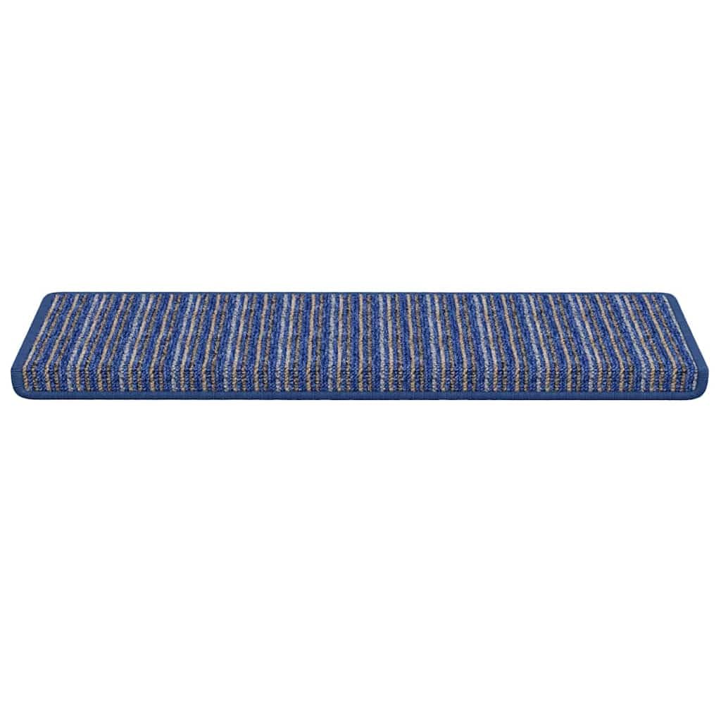 Tomostar Lot de 15 Marchettes d'escalier Antidérapant, Tapis d'escalier Autocollant Tapis pour Marche Protection d'escalier Rayé 15 pcs Bleu 65 x 21 x 4 cm