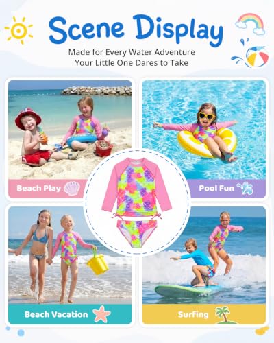 Image of weVSwe Girls Rash Guard Set 2-Piece UPF 50+ Sun Protection Swimsuit 2T-14 Years