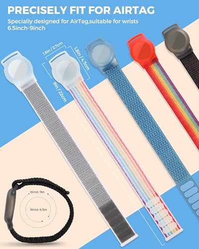 Image of AirTag Wristbands for Kids, TPU Holders with Nylon Straps, 2 Pack | 360 Full Coverage Protection, Lightweight Stretch Fit, Fits Toddlers to Seniors, AirTag Not Included