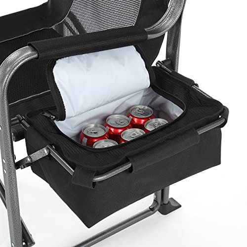 Arrowhead Outdoor Folding Director’s Chair W/Side Table & Integrated Cooler, Cup Holder, Storage Pouch, Supports Up To 450Lbs, Carrying Case, Steel Frame, High-Grade 900D Canvas, Black (Kks0292U) #TOP7