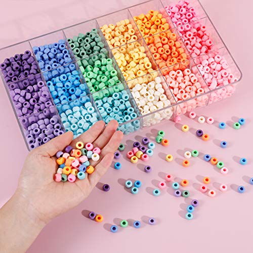 Image of 2600+pcs Pony Beads Kit, 18 Color Rainbow Kandi Beads Set, Multicolor Matte Plastic Jewelry Making Kit for DIY Craft Friendship Bracelet Necklace Key Chain