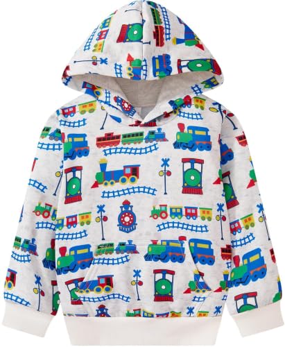 Image of Akyzic Baby Boys Dinosaurs Hoodie Boys Shark Pullover with Pocket Kids Truck Warm Sweatshirt Sweater