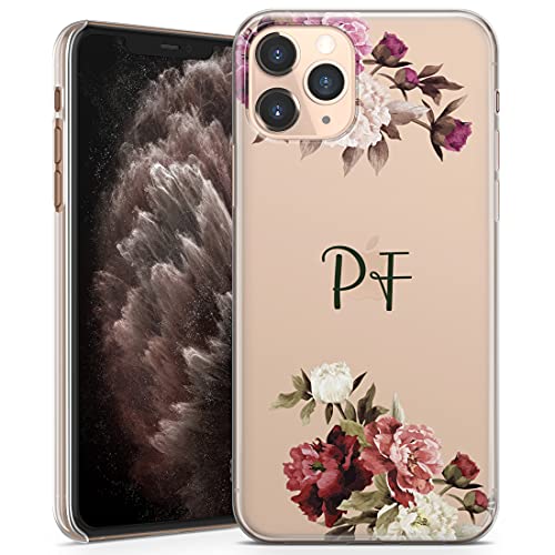 TULLUN - Cover rigida per iPhone con motivo floreale, PLASTICA, Iniziali floreali V3, for iPhone 7 plus / 8 plus
