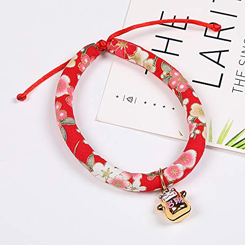 最安値 猫 首輪 Caseeto 猫用チョーカー ペット首輪 おしゃれリボン ペット ネックストラップ 和風 鈴付 かわいい 軽量 安全 手作り ちりめん素材 調節可能 4色2サイズ展開 子犬 子猫 ペット用 ペット柄首輪 M レッド ピンク桜 の価格比較