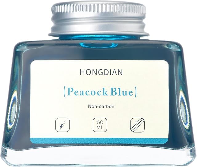 Image of HONGDIAN, Ink Bottle - Non Carbon | Peacock Blue | 60ml Premium Writing Ink.
