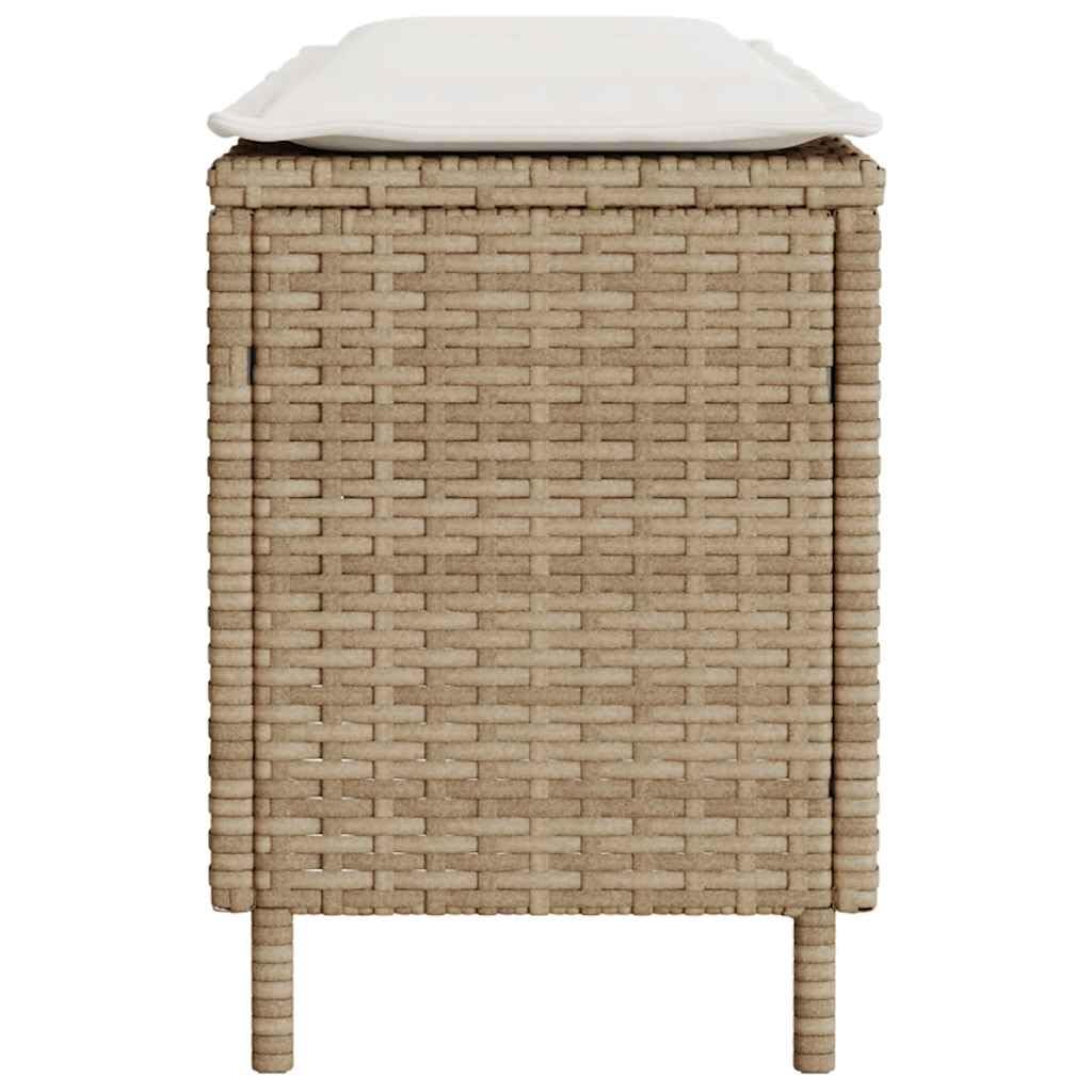 vidaXL Banco de jardín con cojín beige110x30x40,5 cm ratán sintético, Banco de Exterior, Banco de Parque, sofá de Dos plazas de jardín