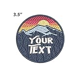 Your Text Custom Personalized - Mountains with Sunset Embroidered Premium Patch Iron-on/Sew-on - Nature Lover Outdoor Patches - Decorative Badge Emblem Vacation Souvenir Clothes Vest Jacket Applique