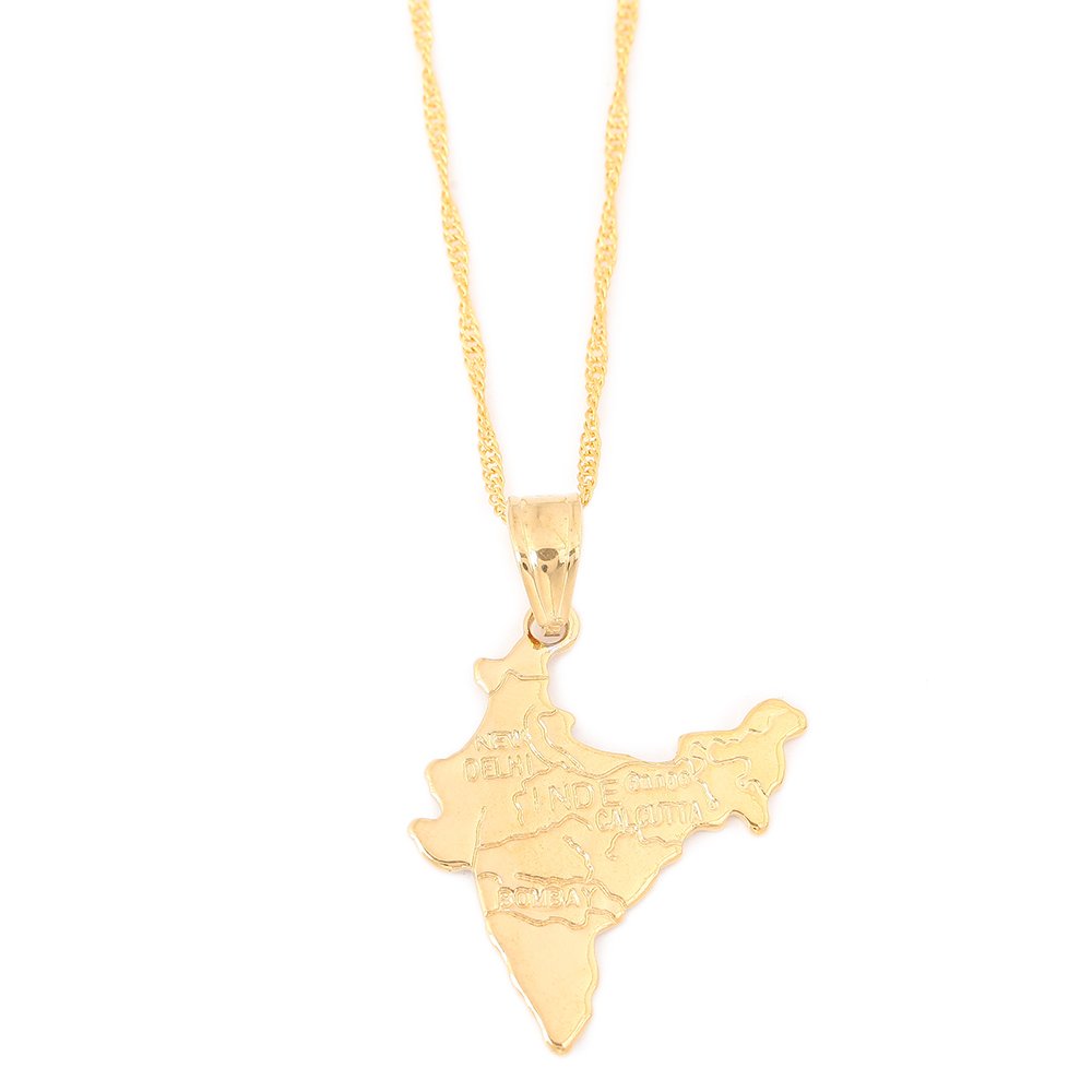 India Map Pendant Necklaces Chain Indian For Women Gold Hindu