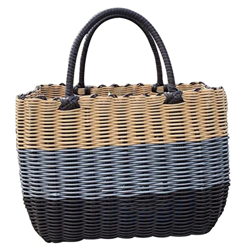 TOPBATHY Canasta Plastica Para Organizar Cesta De Mimbre De Compras Totalizador Gran Cesta De Picnic De Mimbre Tapa Bolso Cesta De Mimbre Papelera Carro Cesta Tejida Miscelánea El Plastico