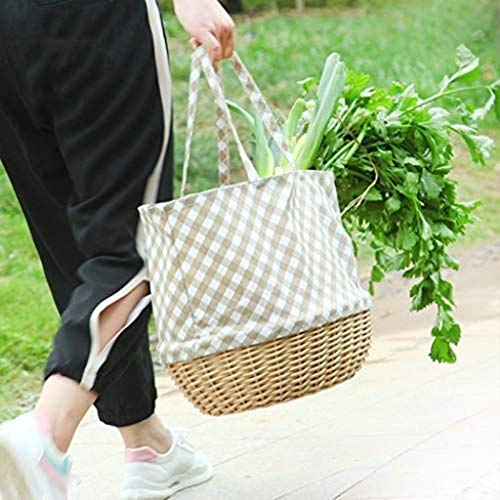 Cesta de compras de ratán Cesta de picnic Cesta de bambú Tela de mimbre Tela Mano Cesta de fruta Cesta de frutas Cesta de regalo Cesta de verduras Yellow2 Sauce Hardper Suministros para Fiesta al aire