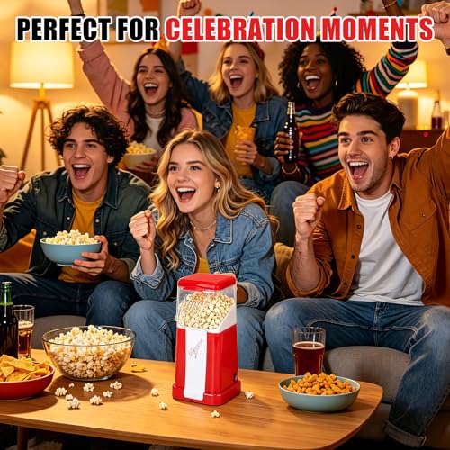 Image of Air Popper Popcorn Maker, 1200W Electric Hot Air Popcorn Popper, 12 Cups | Oil-Free, BPA-Free, 3 Minutes Fast Popping, Non-Stick Inner Pot, Popcorn Maker for Home, Party, Movie Nights