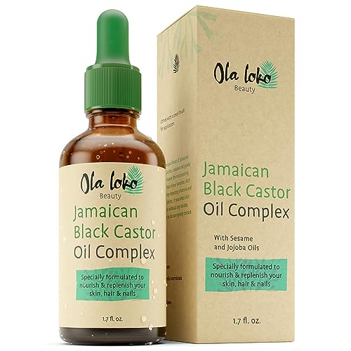 Jamaican Black Castor Oil for Hair Growth - Pure Black Jamaican Castor Oil with Jojoba & Sesame Oil, Jamaican Castor Oil for Skin, Hair & Nails, Natural Hair Growth Oil, Vegan Hair Growth Products