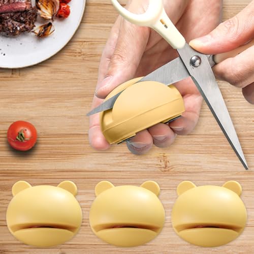 Image of 3PCS Compact Knife Sharpener for Kitchen Use, Small Sharpening Tool with Non Slip Base for Household Cooking and Food Preparation(Yellow,B,F)