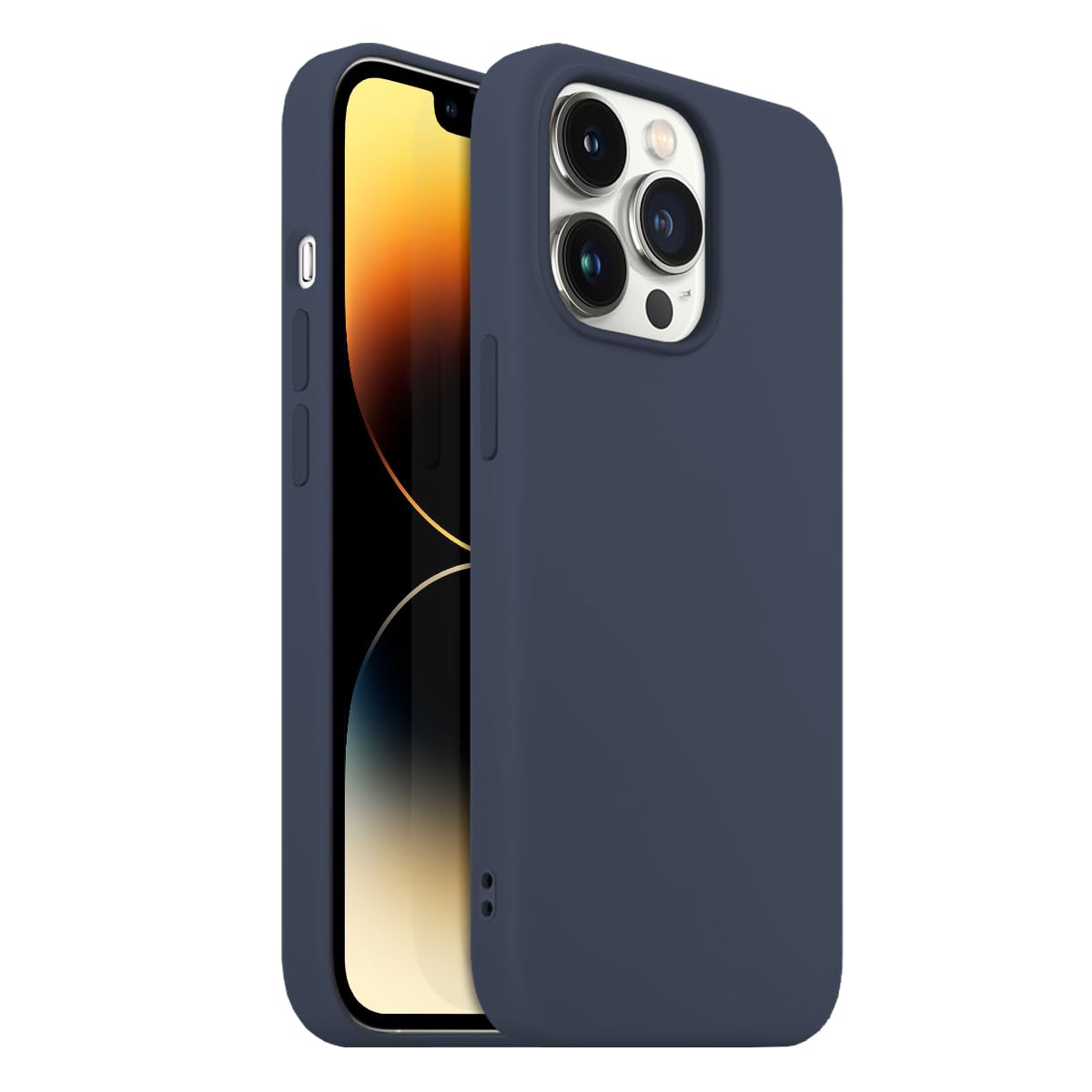 Buff iPhone 14 Pro Rubber S Silikon Kılıf, İpeksi Dokunuş Hisli, Tam Koruyuculu Darbe Önleyici Kapak (Fırtına Mavi)