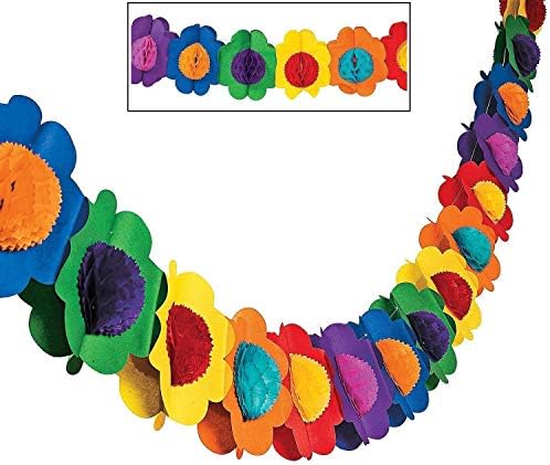 1pcs 9ft Long Tropical Multicolor Paper Tissue Flower Garland Novelty Banner for Luau Hawaiian Party Decorations, Birthdays, Event Supplies, Festivals image 5