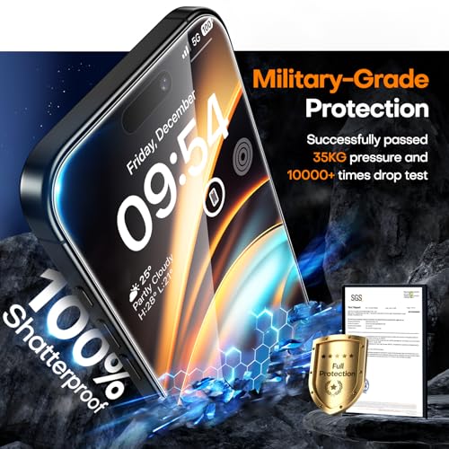 Image of TAURI 3 Pack for iPhone 17 Pro Max Screen Protector 6.9 inch with Auto-Installation Tool, Tempered Glass, Scratch-Resistant, [Military Grade Protection] Film