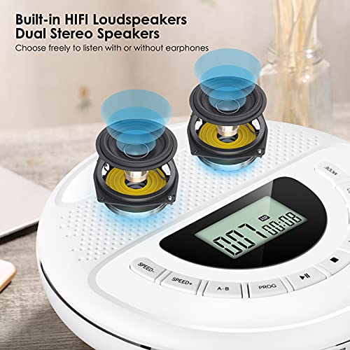 Gueray Tragbarer CD-Player mit Dual Stereo Lautsprechern Discman mit 1400mAh Akku CD-Player Persönlich für Auto und… - Image 5