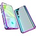 Produktbild Jonwelsy Hülle für Xiaomi Mi Note 10 / CC9 Pro, Magnetische Adsorption Metall Stoßstange Flip Cover mit 360 Grad Schutz Doppelte Seiten Transparent Gehärtetes Glas Handyhülle für CC9 Pro (Violett)