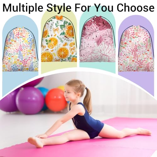Image of Orange Fruit Drawstring Storage Bag Lightweight Gym Pouch for Dance Classes Shoes Headphones