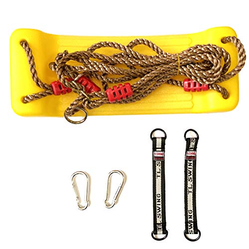 (エスネット) 耐荷重 150kg 子供 用 ブランコ ストラップ 長め 35cm 室内 屋外 ロープ 110cm から 190cm まで 調節 可 透明 すべり止め シート 付 自宅 取付 簡単 遊具 SN-221-N1 女の子 大型 (イエロー)