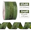 HUIHUANG Moss Green Velvet Wired Ribbon with Glitter Stripe Edges 2.5 inch Moss Green Christmas Ribbon for Trees, Bows Making, Wreath Supplies, Gift Wrapping, Garlands, Home Decor, Crafts -10 Yards #3