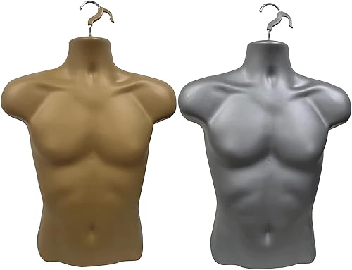 Miniatura 5 de DisplayTown 2 formas de inyección de maniquí masculino negro medio redondeado cintura cuerpo torso forma de vestido con solo gancho para colgar,