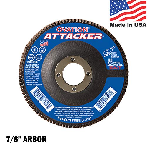 United Abrasives SAIT Ovation Attacker Type 27 High Density Flap Discs 4-1/2 inch - 40 Grit Qty 5