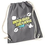 alle westernpferderassen Maße: 37x46cm - 12l Siviwonder Turnbeutel - AMERICAN BASHKIR CURLY HORSE Sportpferd Westernpferd Allergiker-Pferd - COMIC Cartoon Baumwoll Tasche Fun