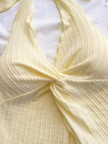 QJQ Women's Halter Tops Twist Front Slit Backless Cute Summer V Neck Tank Top Vacation Outfits 20254