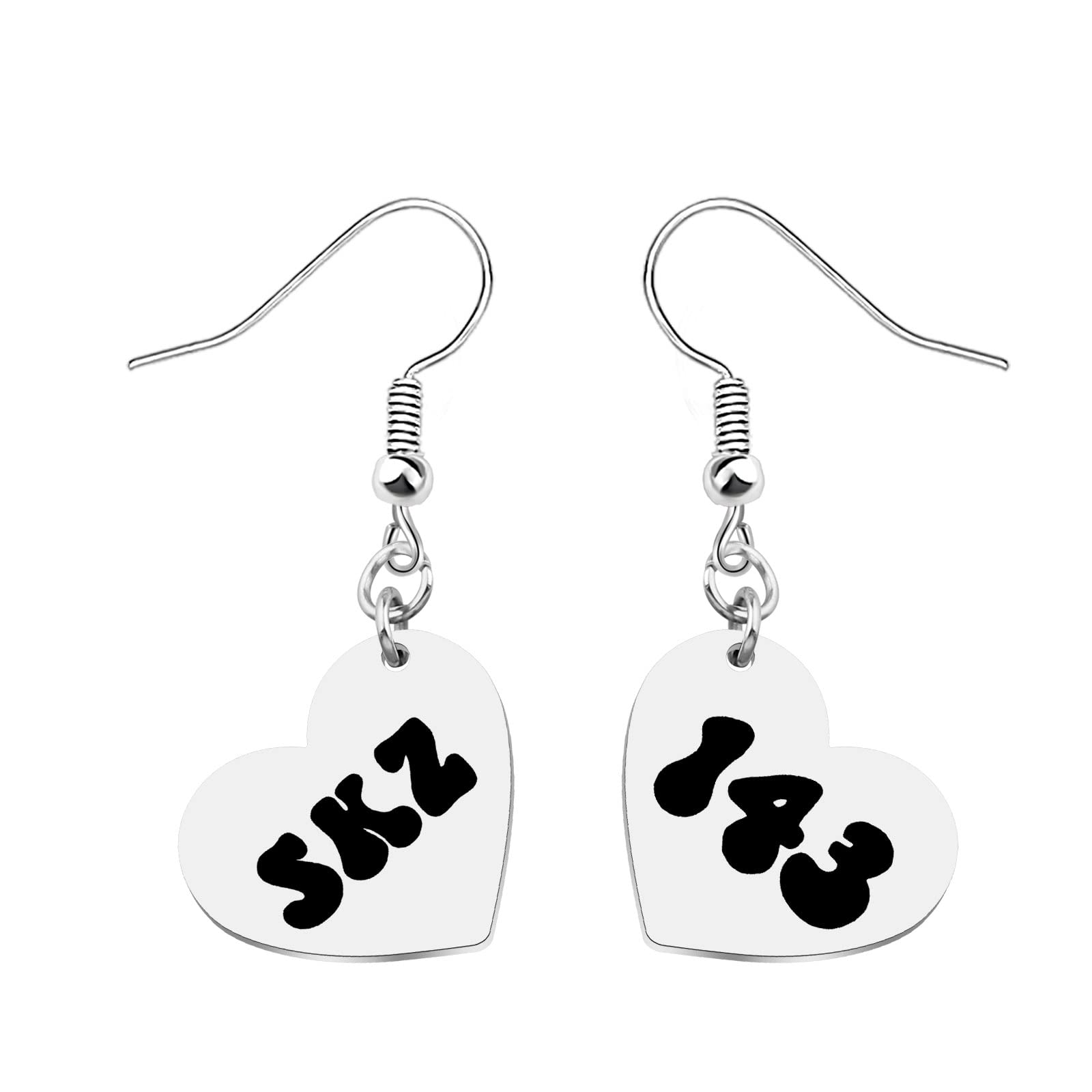 WSNANG Stray K K-POP Boy Group Gift SK 143 Heart Earrings K-POP Stray K Fans Gift K-POP Stray K Album Merchandise Korean Group Jewelry Gift