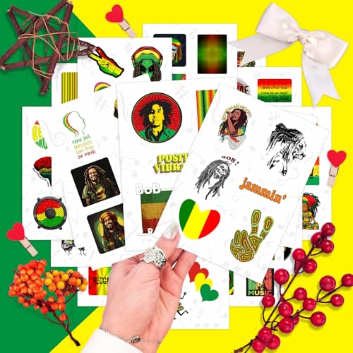 Image of 100Pcs Reggae Stickers - Rasta Stickers, Jamaica Inspired Vinyl Decals - Waterproof Aesthetic Stickers for Laptops, Water Bottles, Guitars, Journals - Gifts for Reggae Music Lovers
