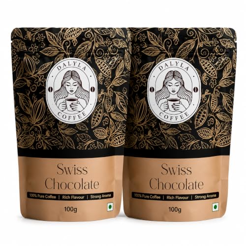 Image of Swiss Chocolate Premium Instant Coffee Powder - 100% Arabica | Rich Aroma, Smooth & Indulgent Flavor | Airtight Zipperlock Pouch | Perfect for Hot & Cold Coffee 100g (Pack of 2)