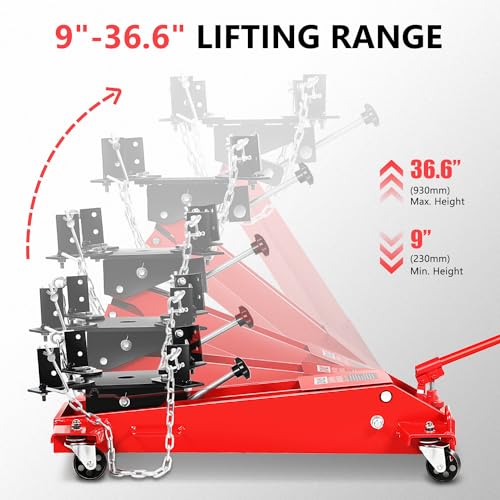 Image of DNA Motoring Hydraulic Transmission Jack, 1.5 Ton Heavy Duty Roll Under Service /Floor Jack, 9.1-36.6 in Height Range,TOOLS-00321