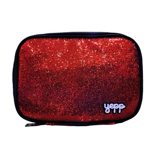 Estojo Escolar Feminino Box Retangular Glitter Yepp MB13064-E (Vermelho)