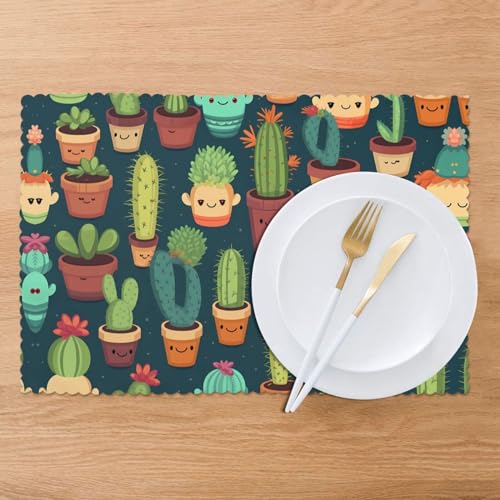 Set de table cactus rectangulaire 30x45 résistant chaleur salle à manger - 6