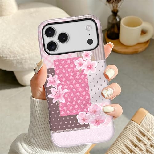 Coque antichoc iPhone 17 Pro Max durable avec motif patchwork de fleurs japonaises - 2