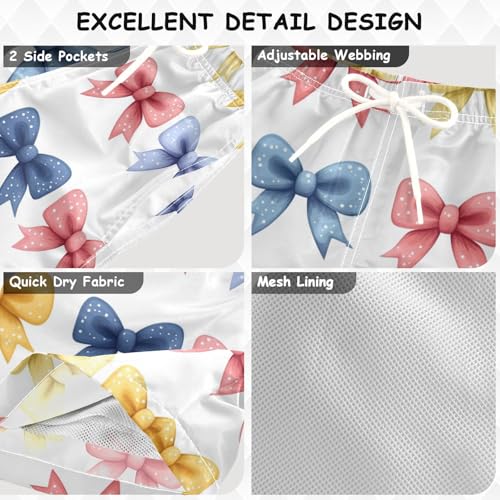 Pigsaly Boys Swim Trunks Cute Colorful Ribbon Bow Boys Board Shorts Swimsuit Swimwear Summer Bathing Suit XS3