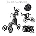 FLAGTAG Golf Push Cart 4-Wheels,Folding Golf Cart, Golf Pull cart with Cup Holder,Umbrella Holder,Cooler Bag, Foldable with one-Click,Handle Height Adjustable,Drink Holder,Walking Push cart