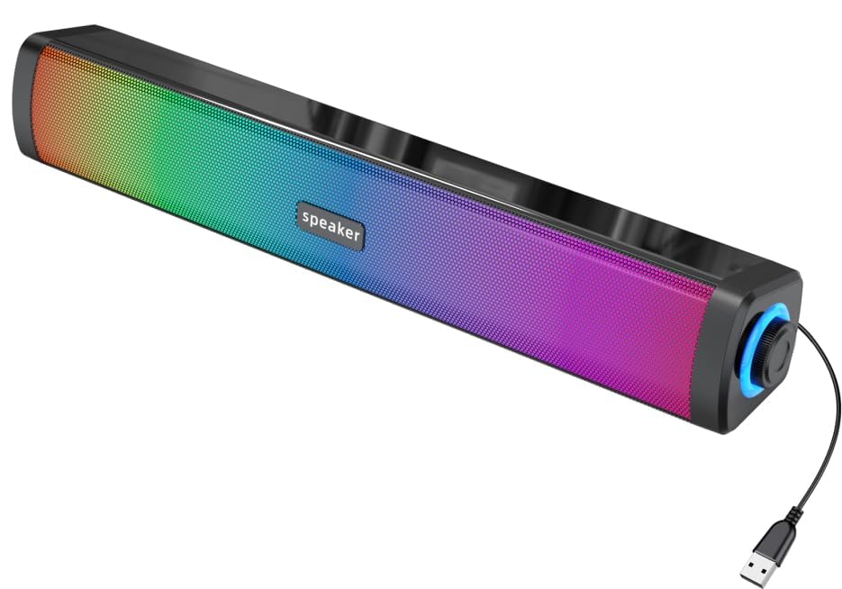 HYRAINBOW Touch Control Computer Speakers, Bluetooth Speakers for Computer Desktop PC with Colorful RGB Lighting, USB Powered Gaming Speakers with 3.5mm Aux Cable for Monitor Laptop Tablet