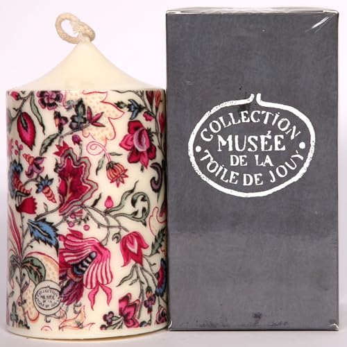 Bougie pilier imprimée parfumée sous licence du Musée de la Toile de Jouy - Fantaisie Indienne - 1780 Bougie française bio, cadeau décoration maison...