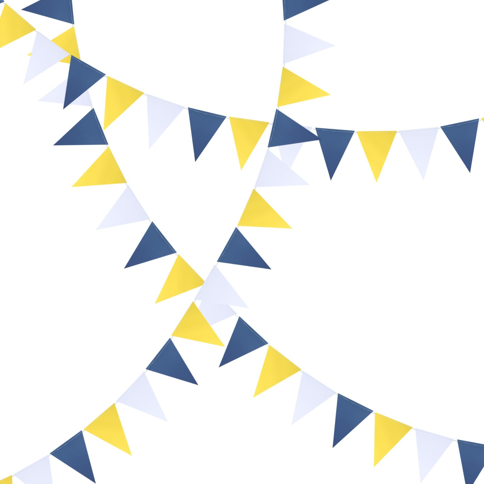 Mefuny Wimpelkette für Abschlussfeier, Hochzeit, Geburtstag, Babyparty, Brautparty, Marineblau, Gelb, Weiß, 3 Stück